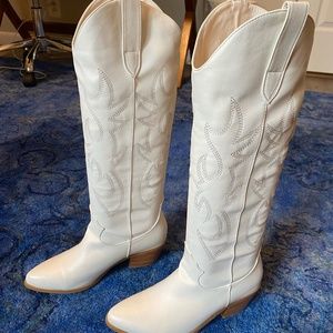 Billini White Tall Cowboy Boots